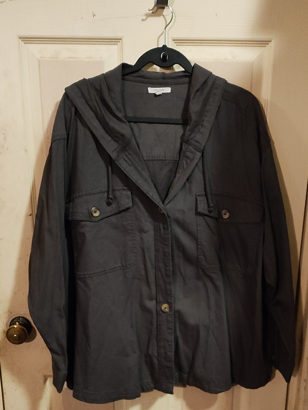 maurices Hooded Utility Jacket in charcoal grey Size 3X .